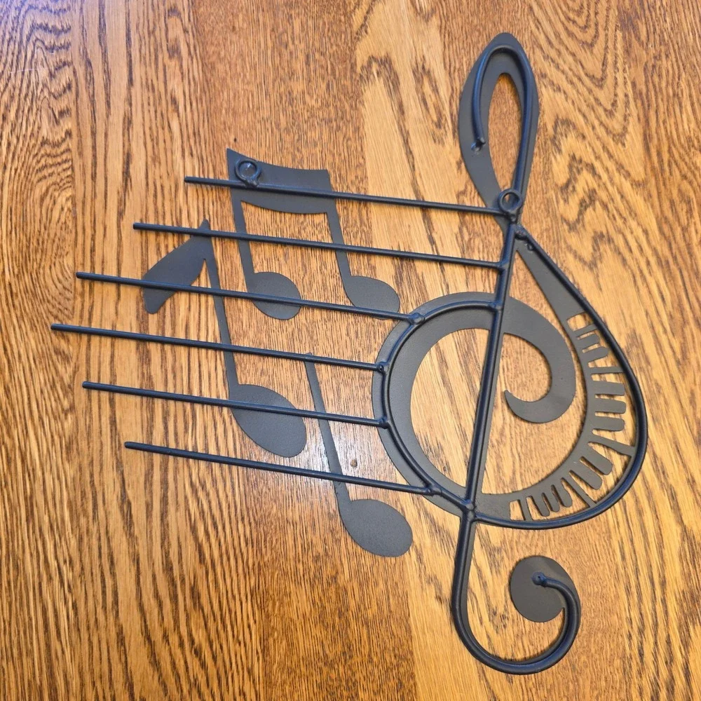 Black‎ Metal Music Note Treble Clef Wall Art Decor Musical Staff Silhouette